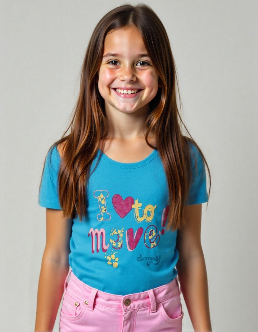 Remera niña Domyos i love - Azul Claro